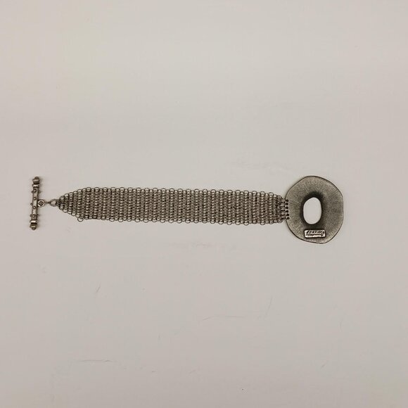 Ferrara Whiting and Davis Pewter Ring Mesh Toggle Bracelet - Picture 4 of 4